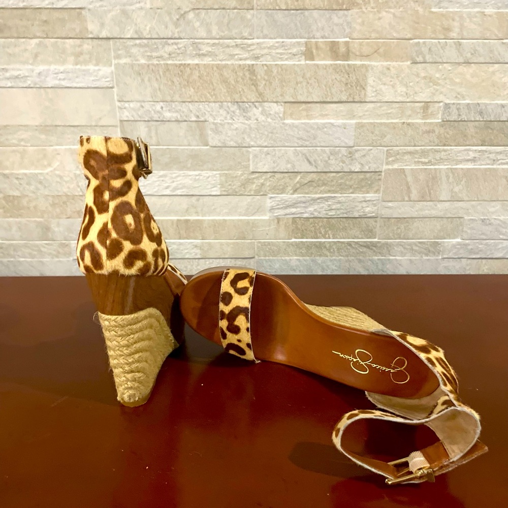 Jessica Simpson wedge heels! Perfect Summer sandals with animal print straps.